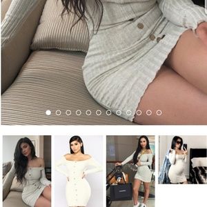 Fashion Nova- Oatmeal Off The Shoulder Dress